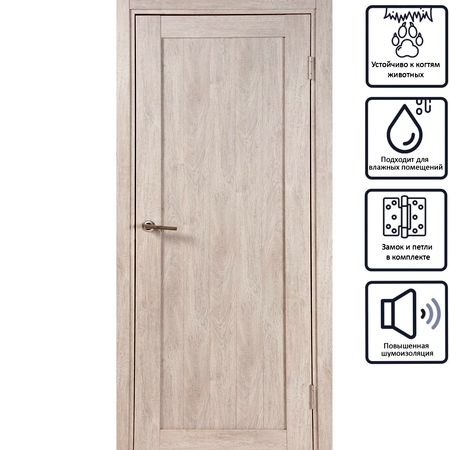 Дверь межкомнатная глухая Кантри 60x200 см, ПВХ, цвет дуб эссо, с фурнитурой