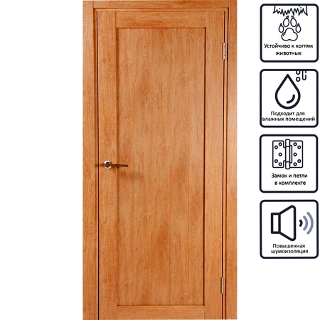 Дверь межкомнатная глухая Кантри 70x200 см, ПВХ, цвет дуб арагон, с фурнитурой