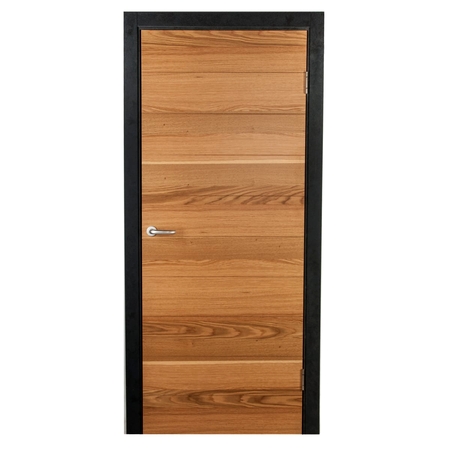 Дверь межкомнатная глухая Loft 60x200 см, шпон горизонтальный, цвет дуб, универсальные петли