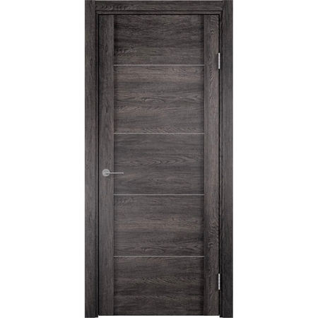 Дверь межкомнатная глухая с замком в комплекте Квадро 200x70 см ПВХ цвет шале серый