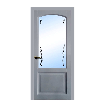 Дверь межкомнатная остеклённая 853 80X200 см, шпон, цвет дуб белая эмаль
