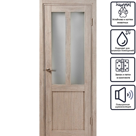 Дверь межкомнатная остеклённая Кантри 90x200 см, ПВХ, цвет дуб эссо, с фурнитурой