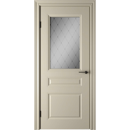 Дверь межкомнатная остеклённая с замком и петлями в комплекте Стелла 70x200 см эмаль цвет слоновая кость