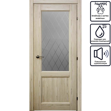 Дверь межкомнатная остеклённая с замком в комплекте Пино 70x200 см CPL