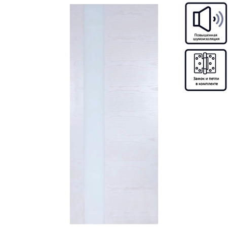 Дверь межкомнатная остеклённая шпон Модерн 80x200 см цвет белый ясень
