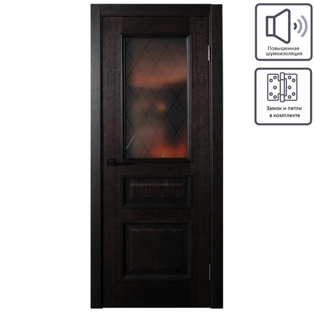 Дверь межкомнатная остеклённая шпон Вельми 70x200 см цвет венге