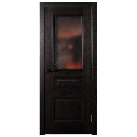 Дверь межкомнатная остеклённая шпон Вельми 80x200 см цвет венге