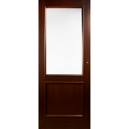 Дверь межкомнатная остеклённая шпонированное Этерно 80x200 см цвет итальянский орех