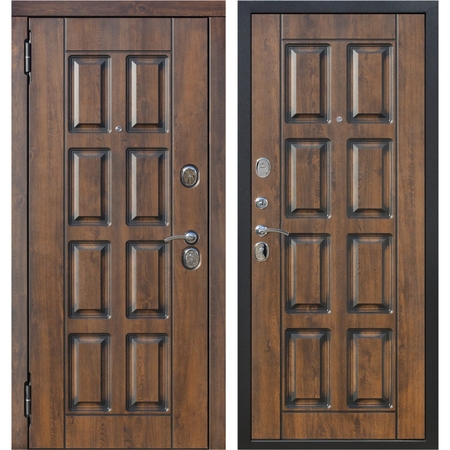 Дверь входная металлическая Мюнхен, 960 мм, левая, цвет грецкий орех/патина