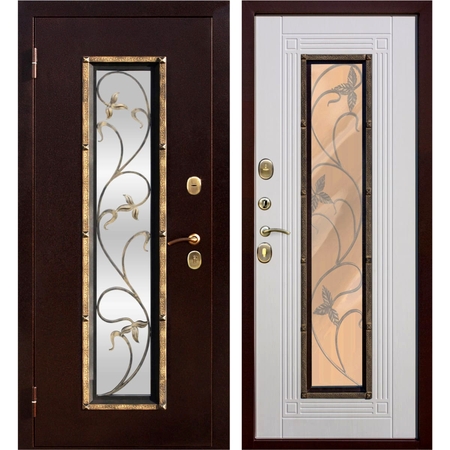 Дверь входная металлическая Плющ, 860 мм, левая, цвет белый ясень