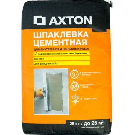 Шпаклевка цементная Axton базовая, 25